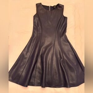 Aqua Black Faux Leather Mini Dress M